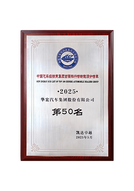 2025中国汽车经销商集团百强排行榜新能源分榜单第50名
